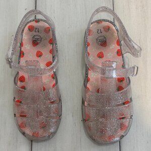 Wonder Nation Girl's Jelly Sandals, size 12, Clear sparkle upper